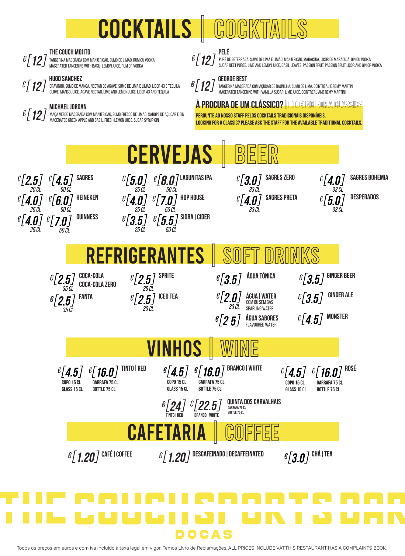 Menu Bebidas — Docas
